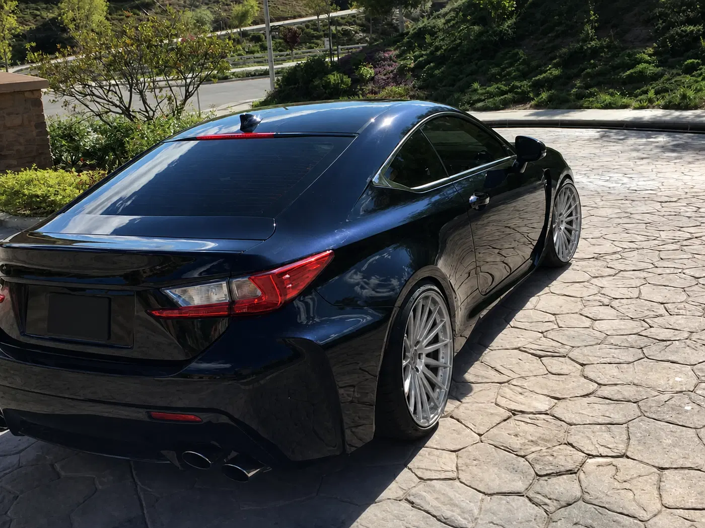 AI-generated view of a 2015 Lexus RC F with Vossen VFS2 wheels