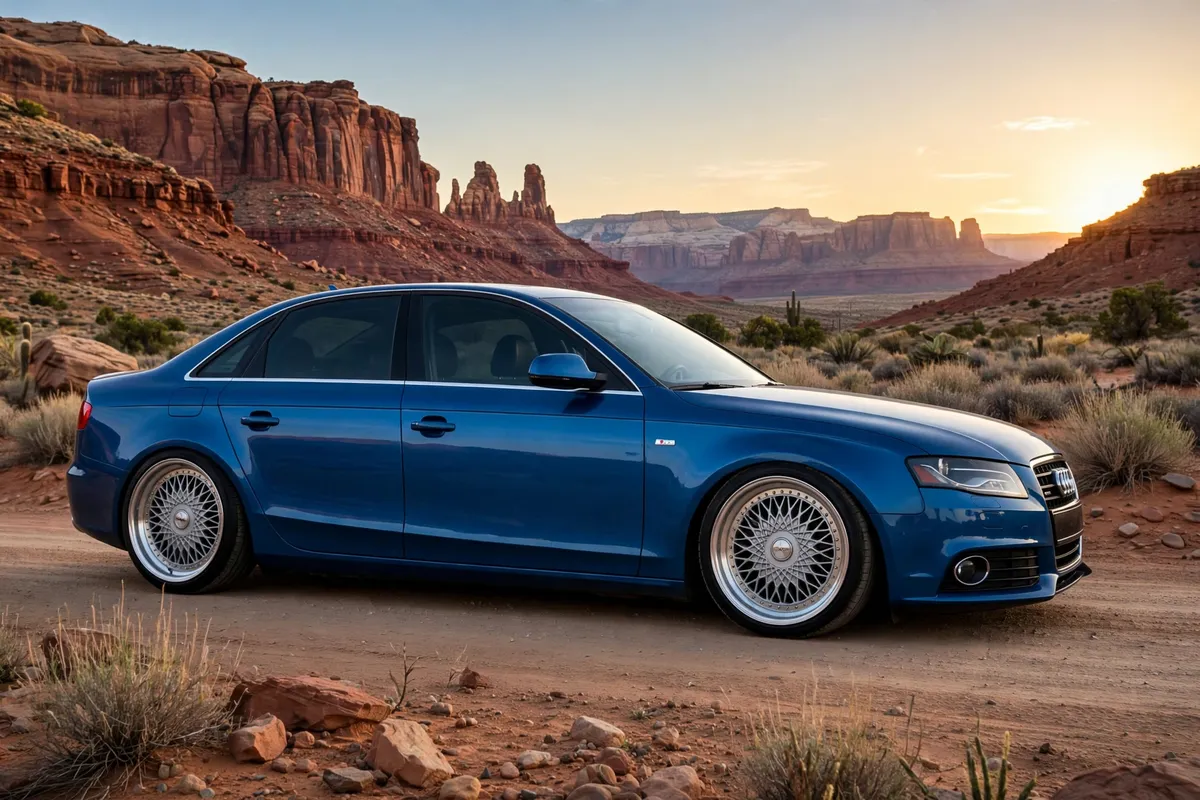 AI-generated view of a 2009 Audi A4 3.2 Quattro with Rial Daytona Race wheels
