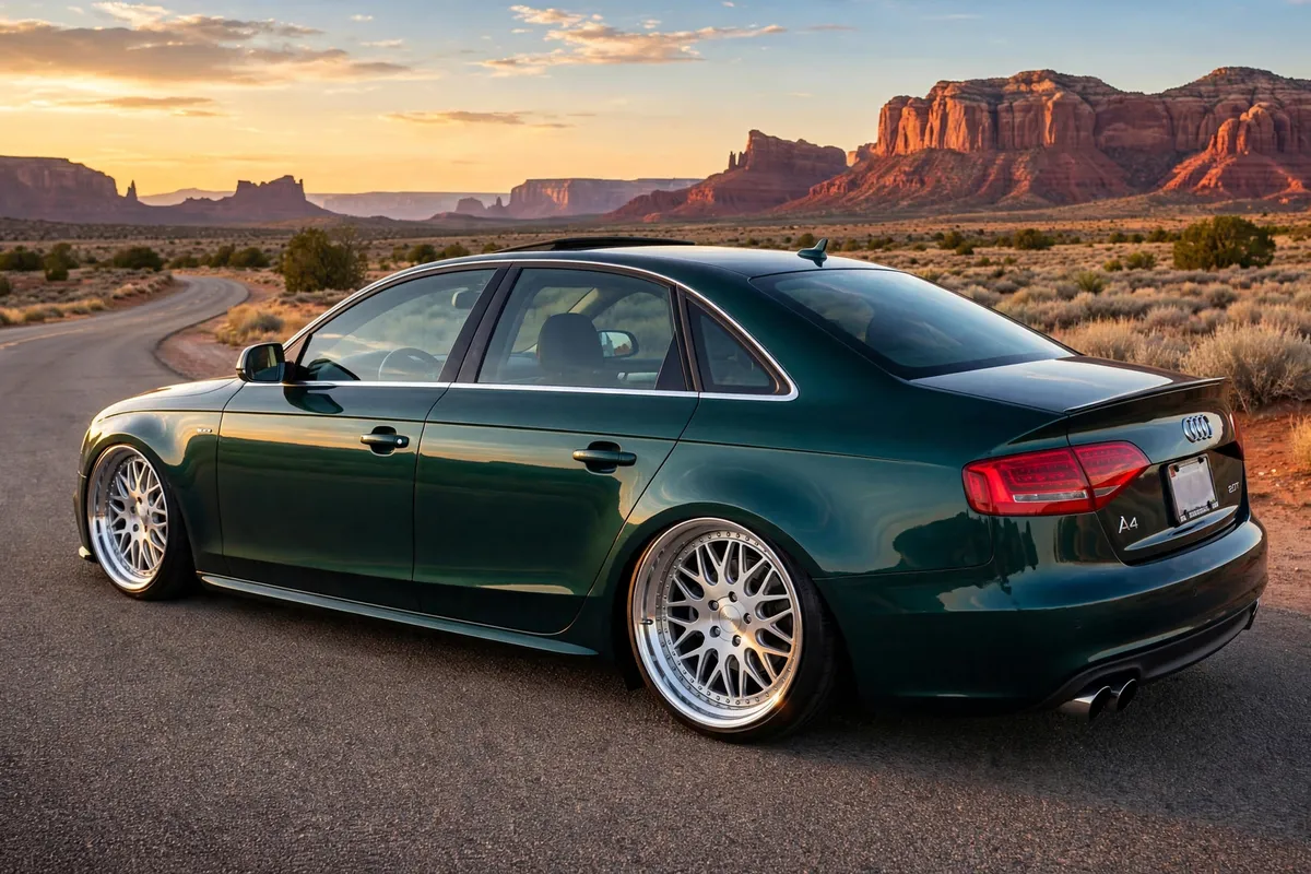 AI-generated view of a 2010 Audi A4 Premium with Vertini Magic Concave wheels