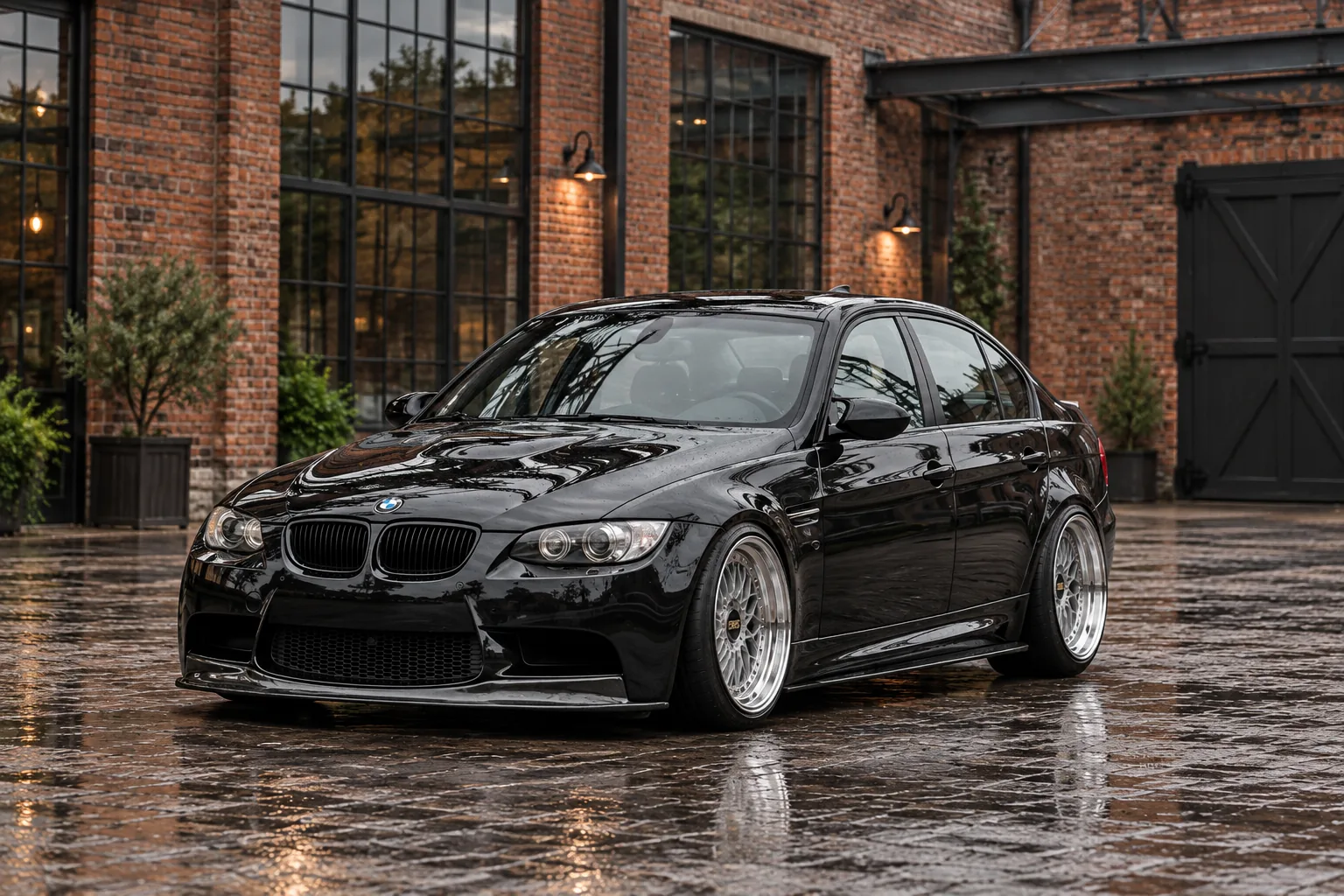 AI-generated view of a 2008 BMW M3 Sedan with BBS LM wheels