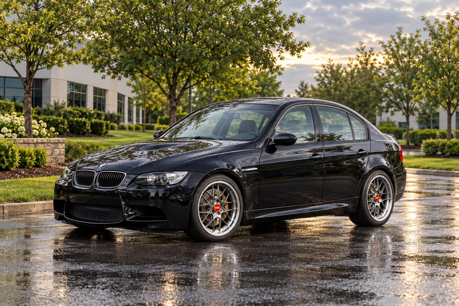 AI-generated view of a 2008 BMW M3 Sedan with BBS RS-GT wheels