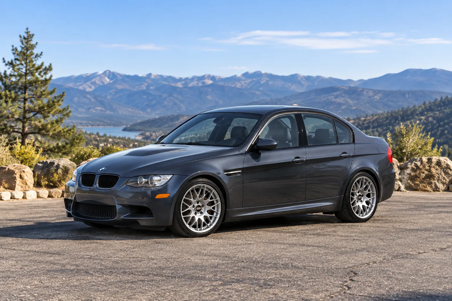 AI-generated view of a 2008 BMW M3 Sedan with BBS CH wheels