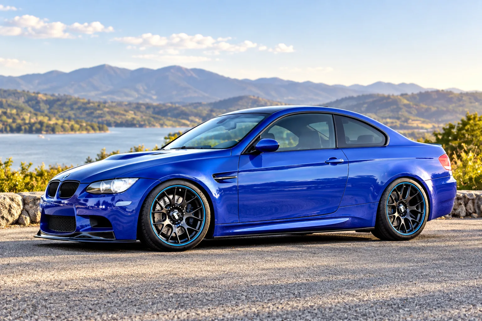 AI-generated view of a 2008 BMW M3 Coupe with BBS CH-R wheels