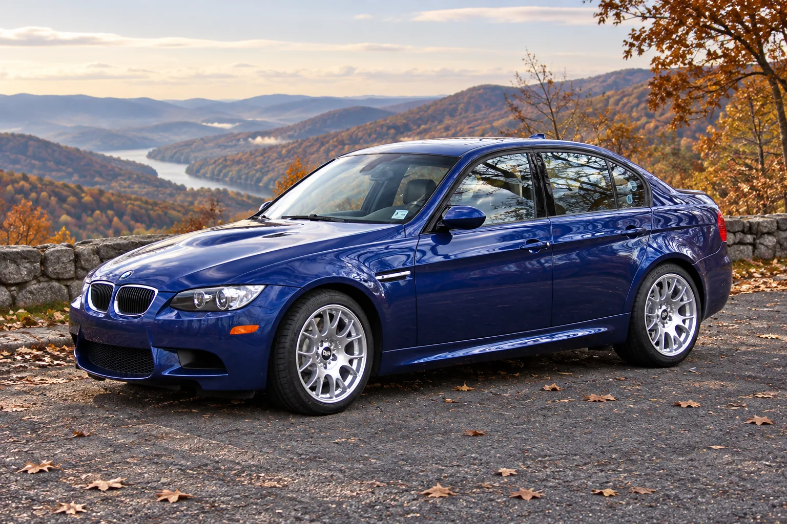 AI-generated view of a 2008 BMW M3 Sedan with BBS CH wheels