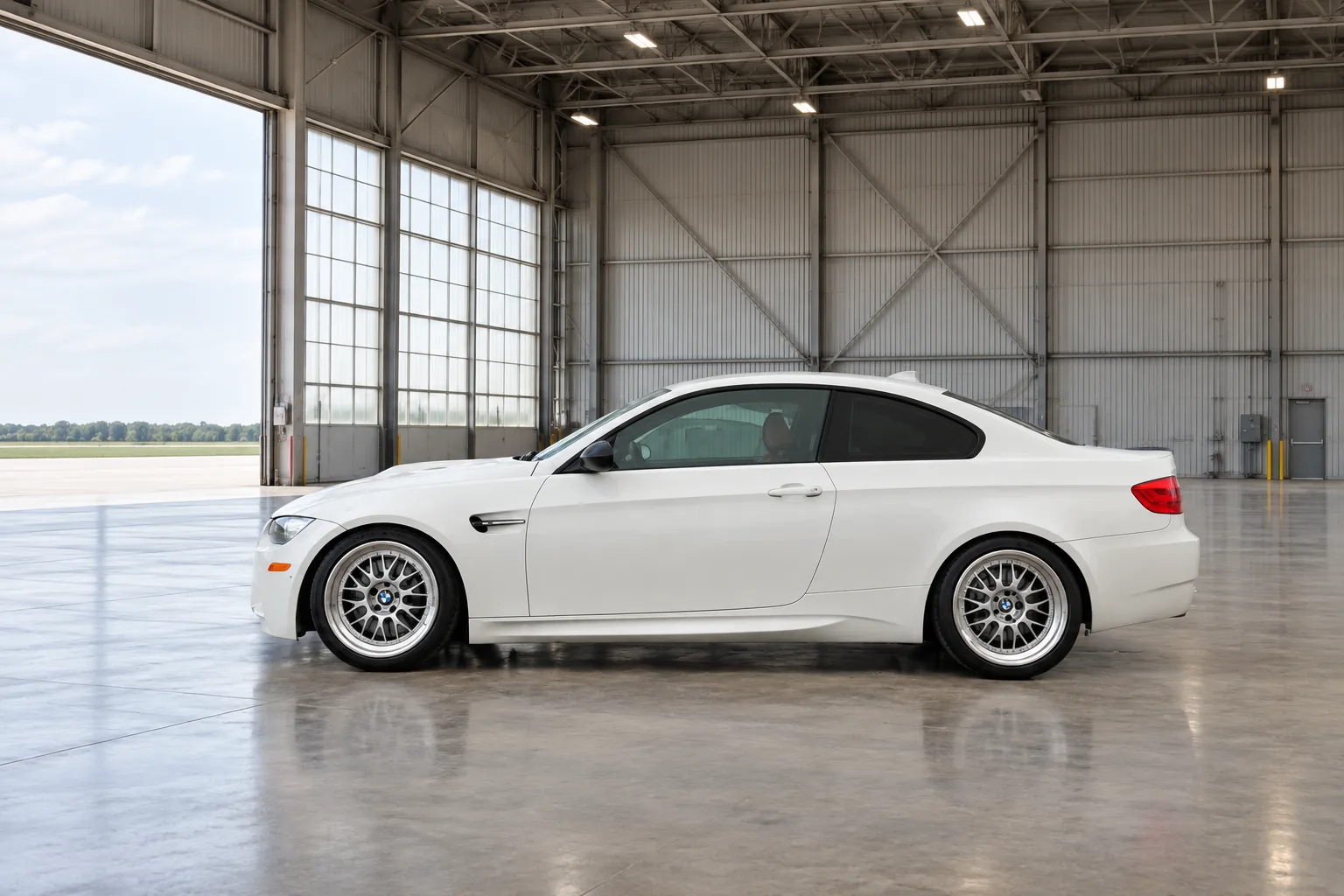 AI-generated view of a 2008 BMW M3 Coupe with BBS E88 wheels