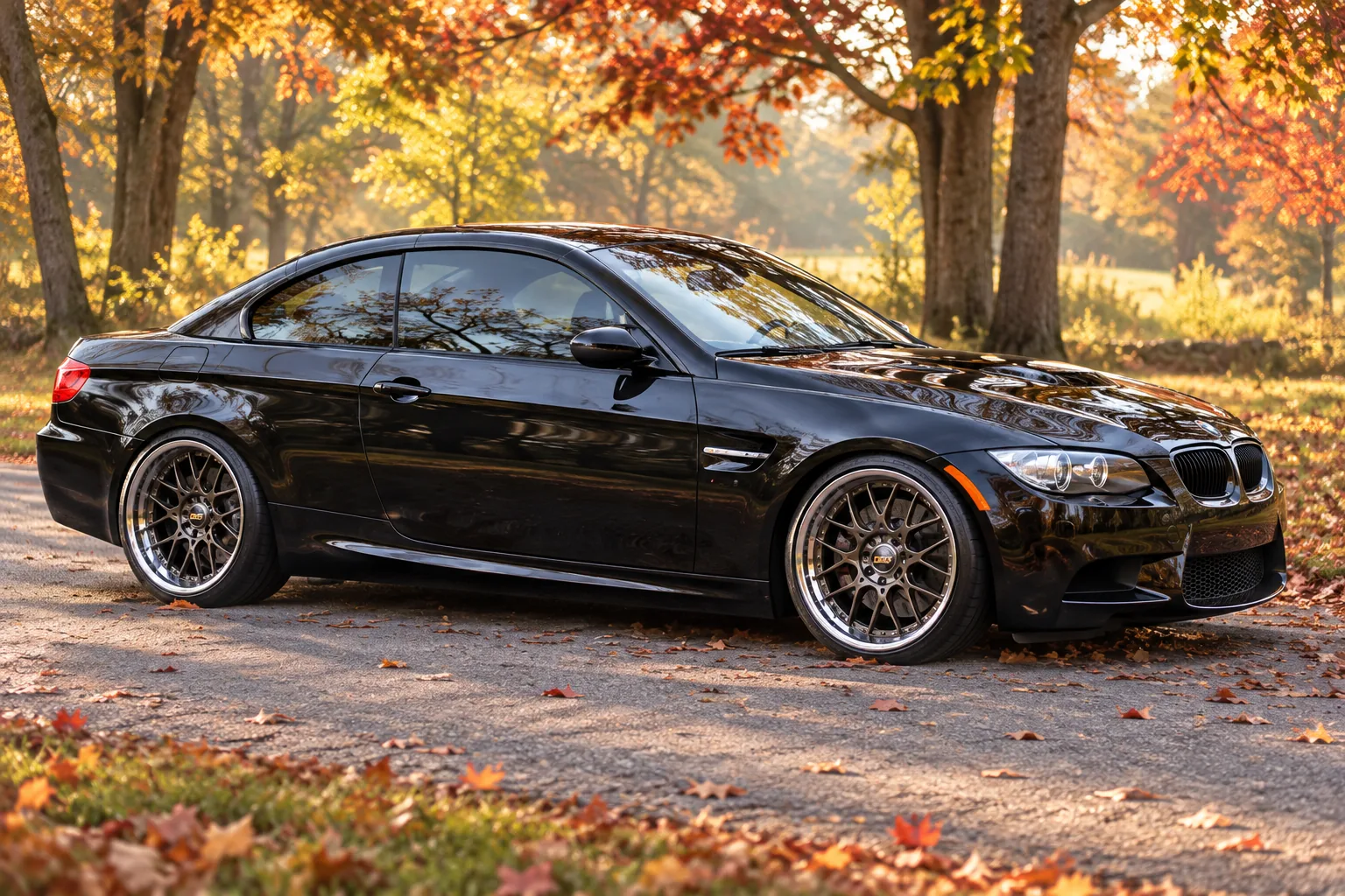 AI-generated view of a 2009 BMW M3 Convertible with BBS LM wheels