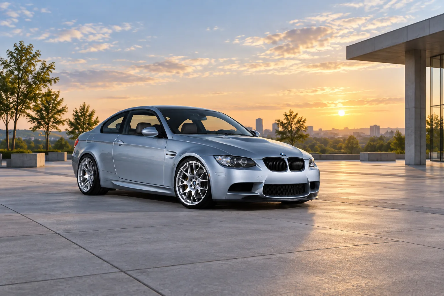 AI-generated view of a 2009 BMW M3 Coupe with BBS CH-R wheels