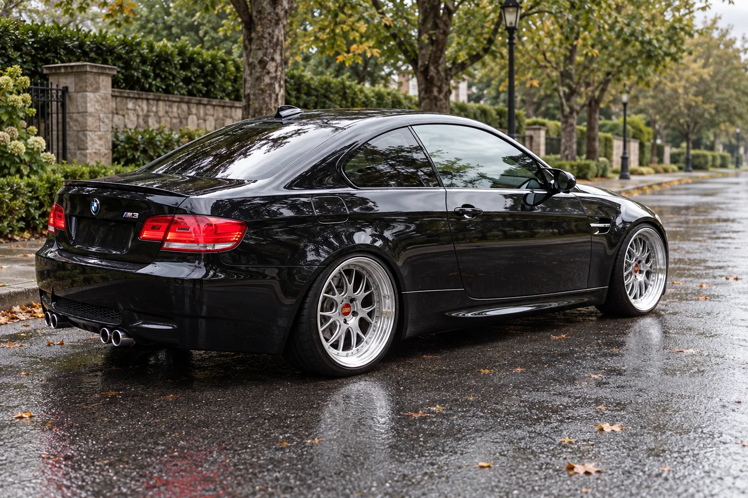 AI-generated view of a 2010 BMW M3 Coupe with BBS LM-R wheels