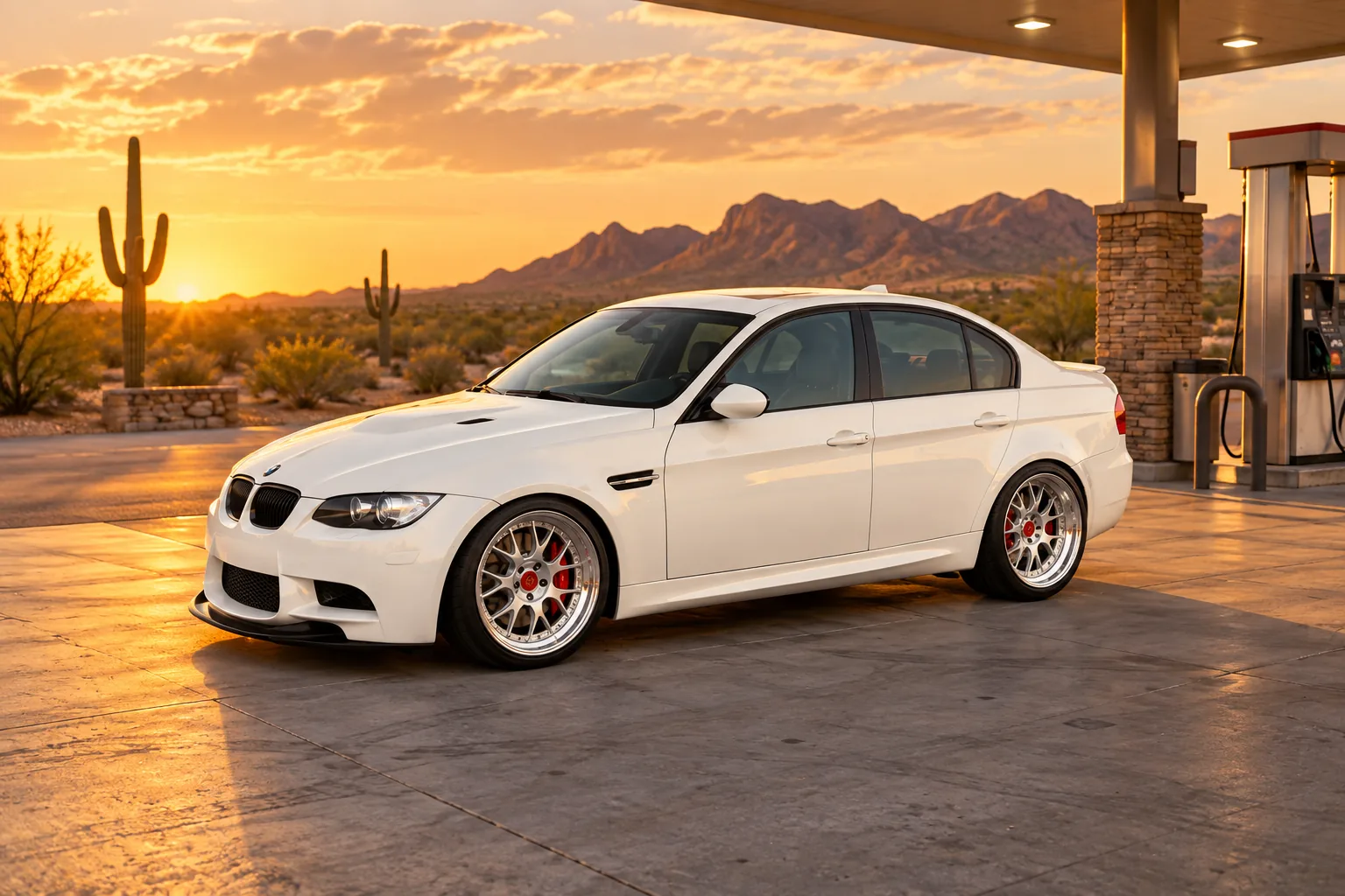 AI-generated view of a 2011 BMW M3 Sedan Competition with BBS LM-R wheels