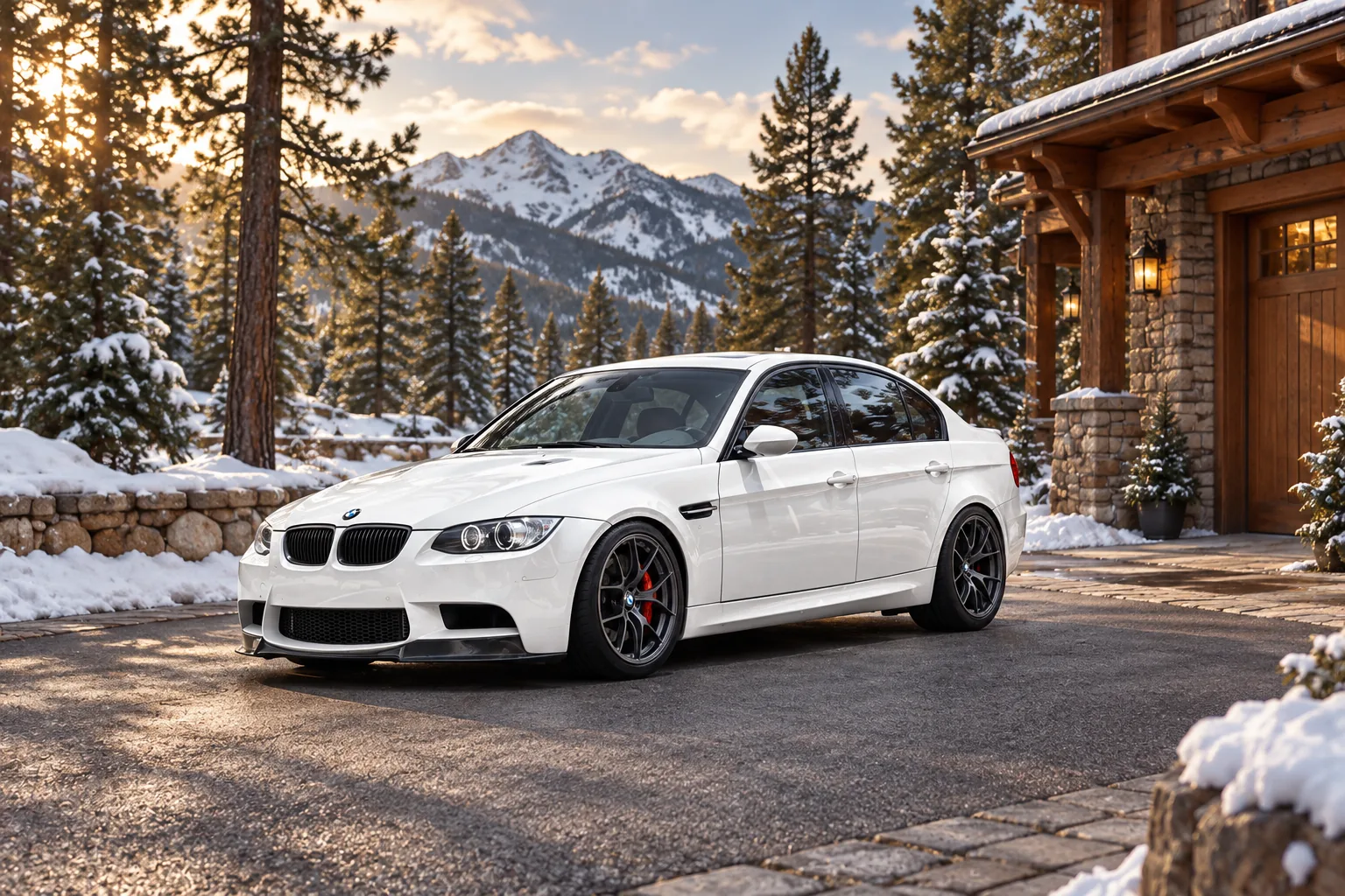AI-generated view of a 2011 BMW M3 Sedan with BBS FI wheels