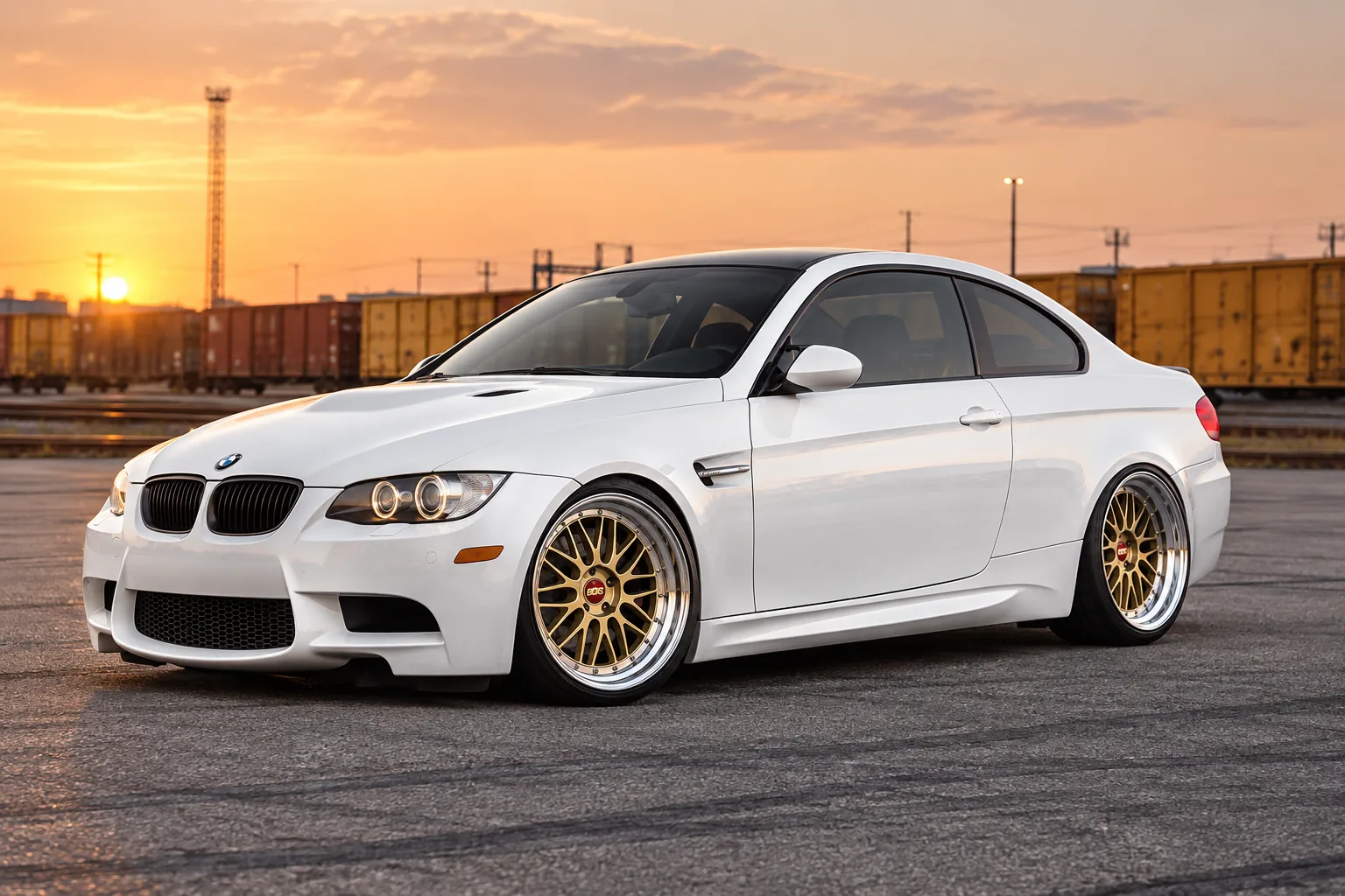 AI-generated view of a 2012 BMW M3 Coupe with BBS LM wheels