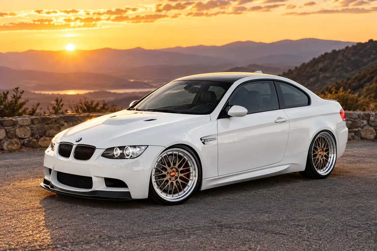 AI-generated view of a 2012 BMW M3 Coupe with BBS RS wheels