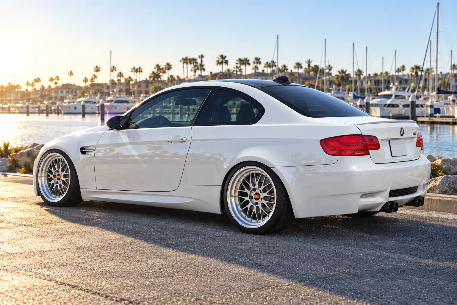 AI-generated view of a 2013 BMW M3 Coupe with BBS LM wheels