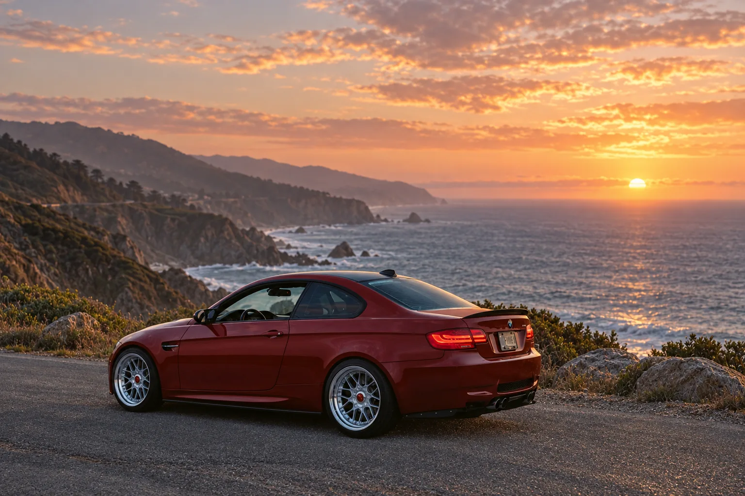 AI-generated view of a 2013 BMW M3 Coupe with BBS LM wheels