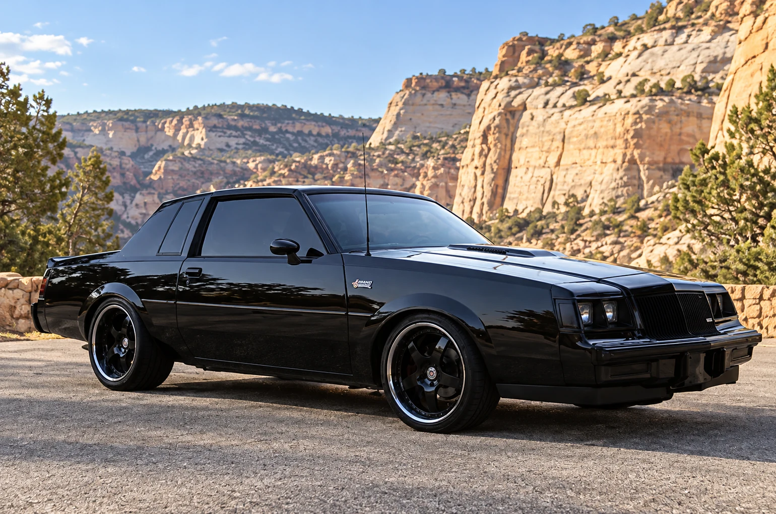 AI-generated view of a 1986 Buick Grand National with HRE 895R wheels