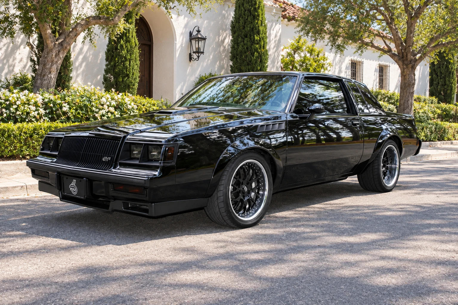 AI-generated view of a 1986 Buick Grand National with Boze Forged Mesh wheels