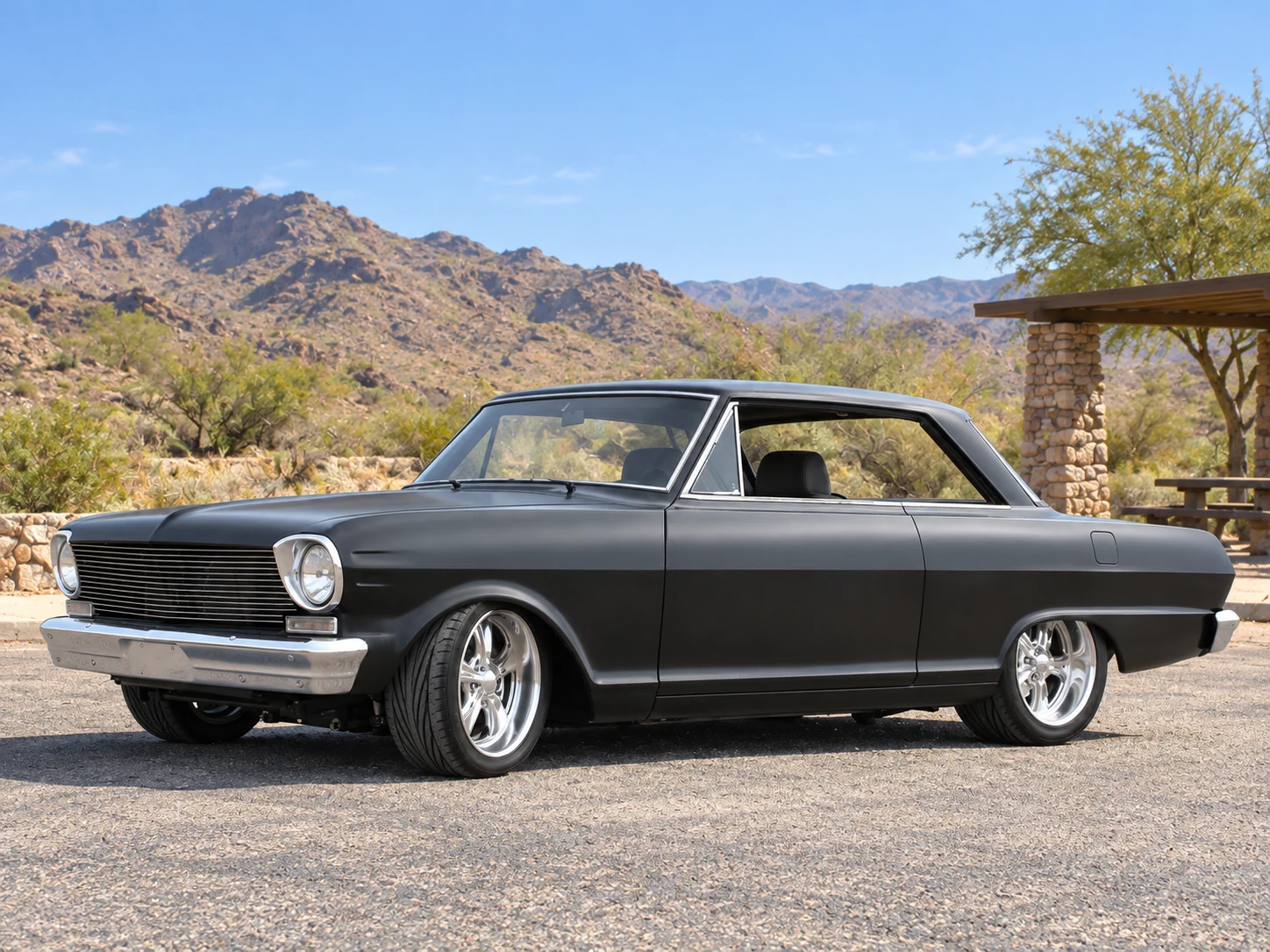 AI-generated view of a 1962 Chevrolet Nova with Billet Specialties SLC62 wheels