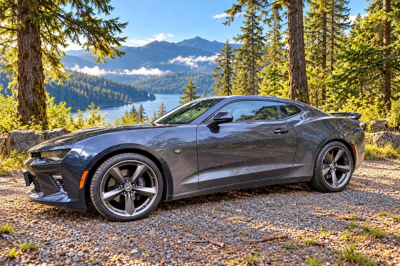 AI-generated view of a 2016 Chevrolet Camaro 2SS with American Racing TTF wheels