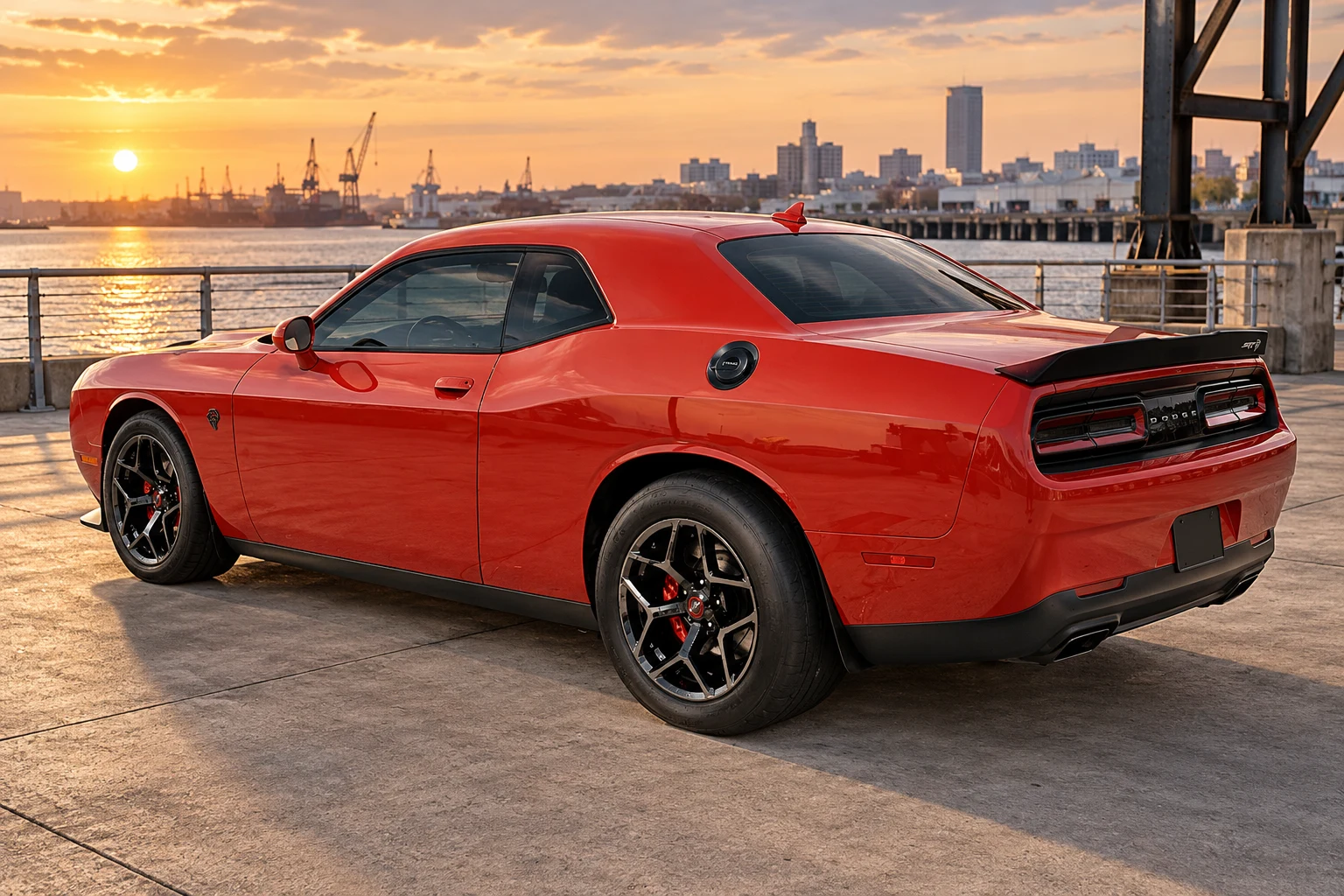 AI-generated view of a 2019 Dodge Challenger SRT Hellcat Redeye with Race Star N/A wheels