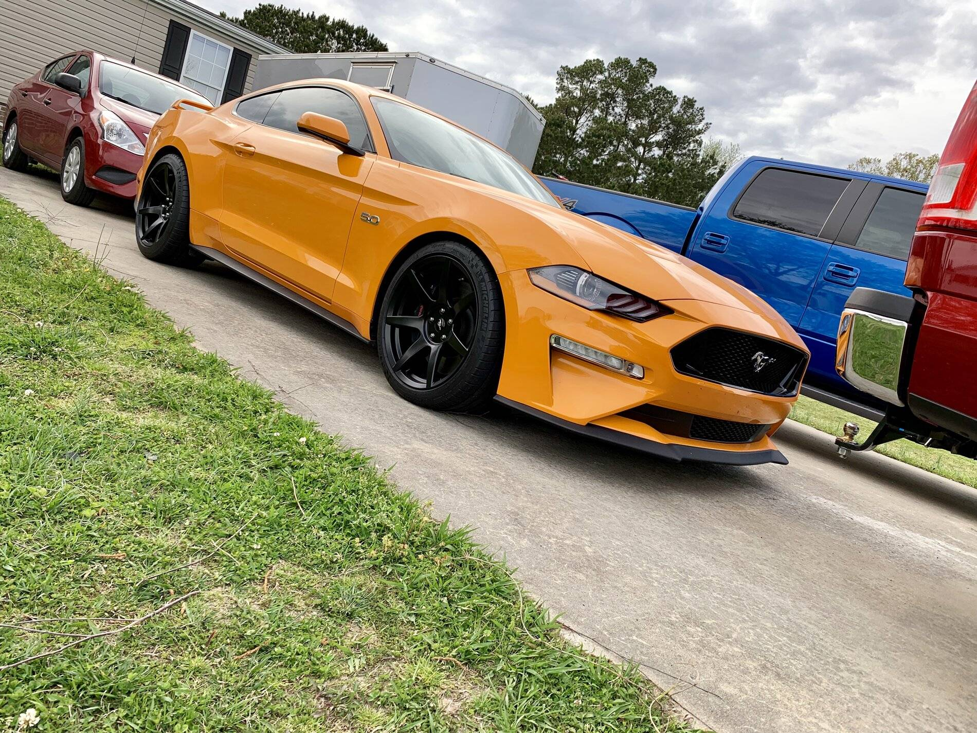 AI-generated view of a 2018 Ford Mustang GT with Project 6GR Seven wheels