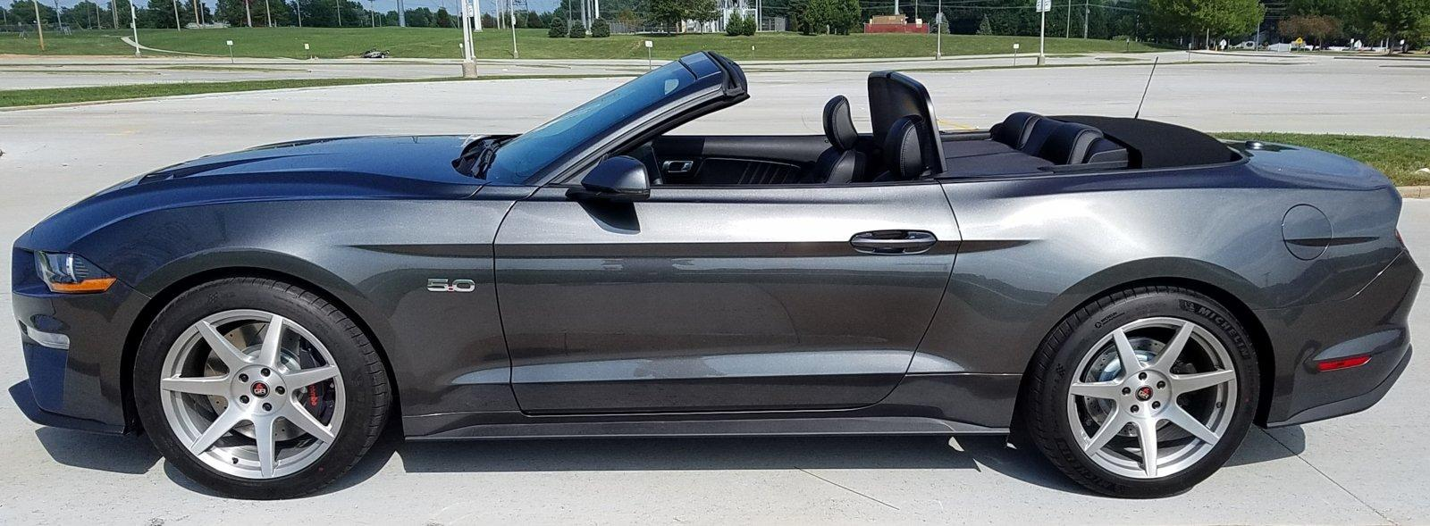AI-generated view of a 2018 Ford Mustang GT PP1 Convertible with Project 6GR Seven wheels