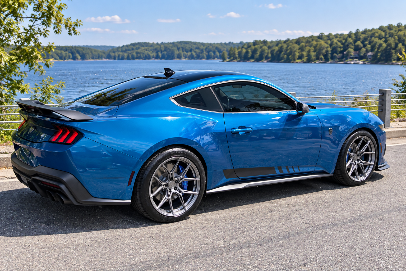 AI-generated view of a 2026 Ford Mustang Dark Horse with Variant NYSA wheels