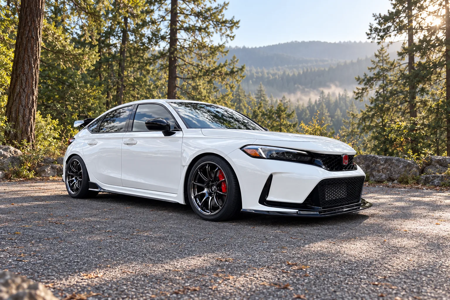 AI-generated view of a 2023 Honda Civic Type R with Advan Racing RSIII wheels