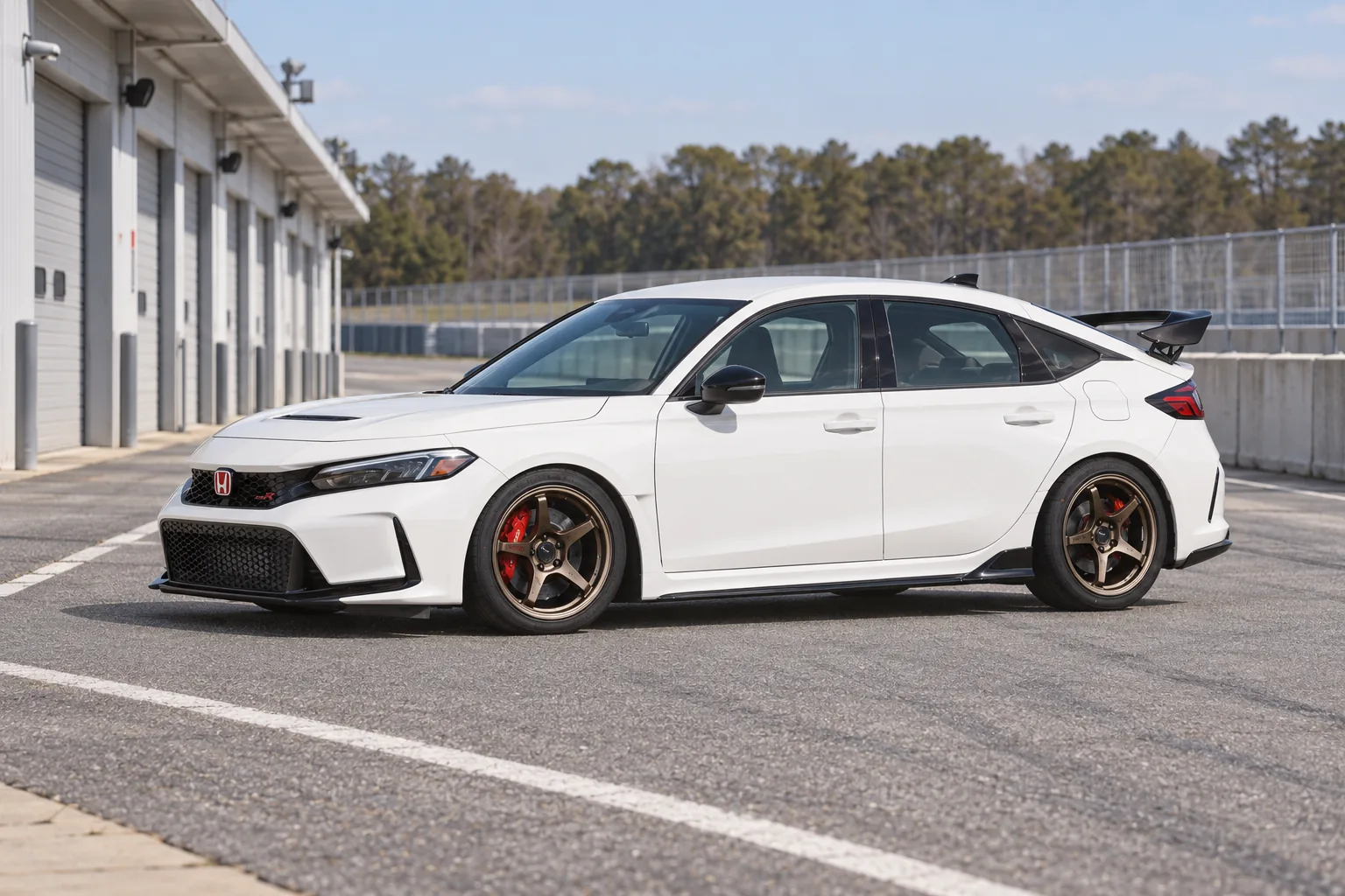 AI-generated view of a 2024 Honda Civic Type R with Enkei TS-5 wheels