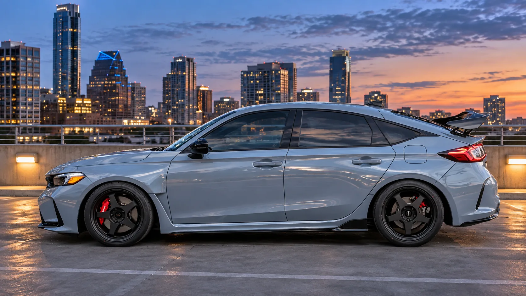 AI-generated view of a 2025 Honda Civic Type R with Spoon Sports SW388 wheels