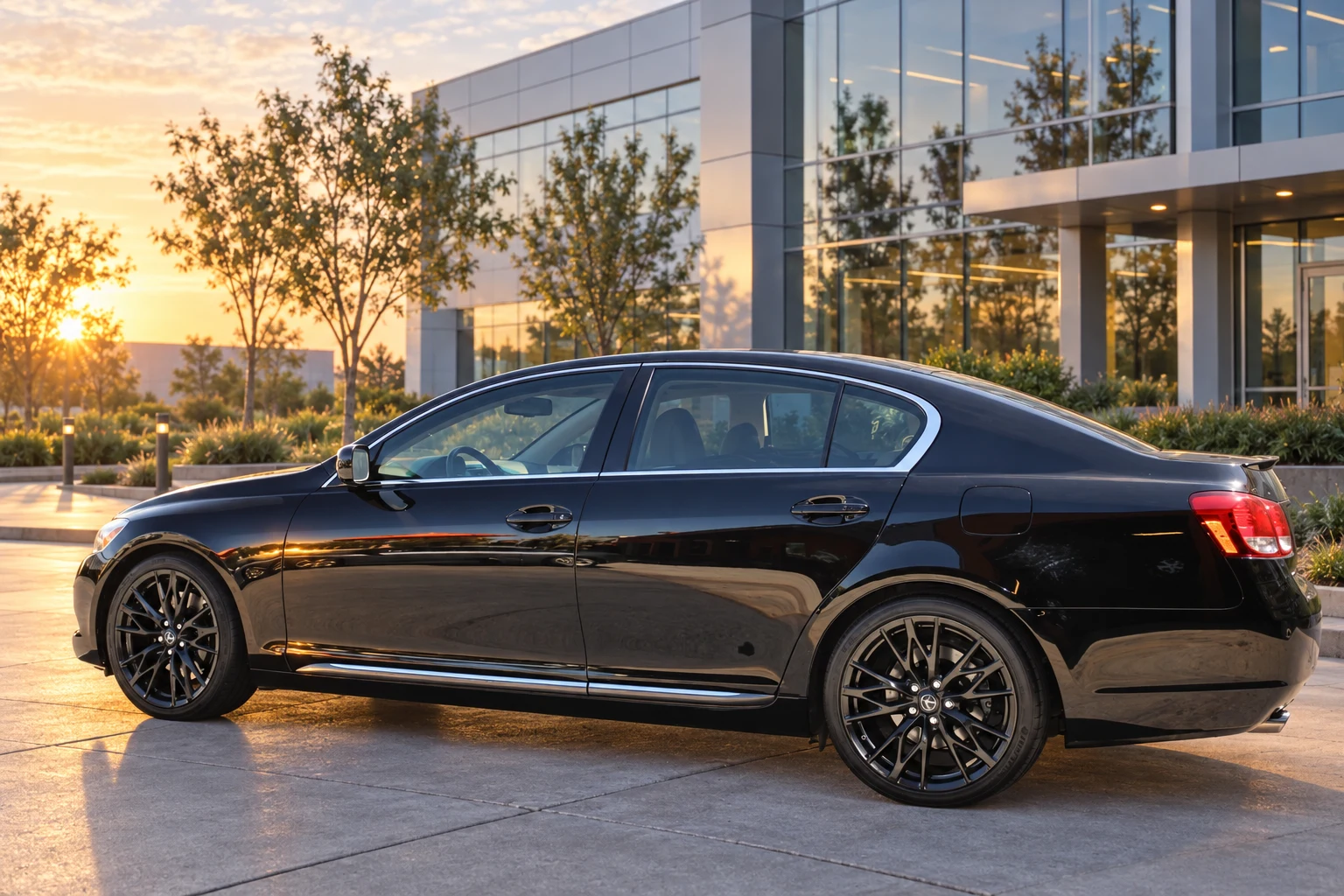 AI-generated view of a 2006 Lexus GS430 RWD with Lexus 2010 IS-F OEM wheels