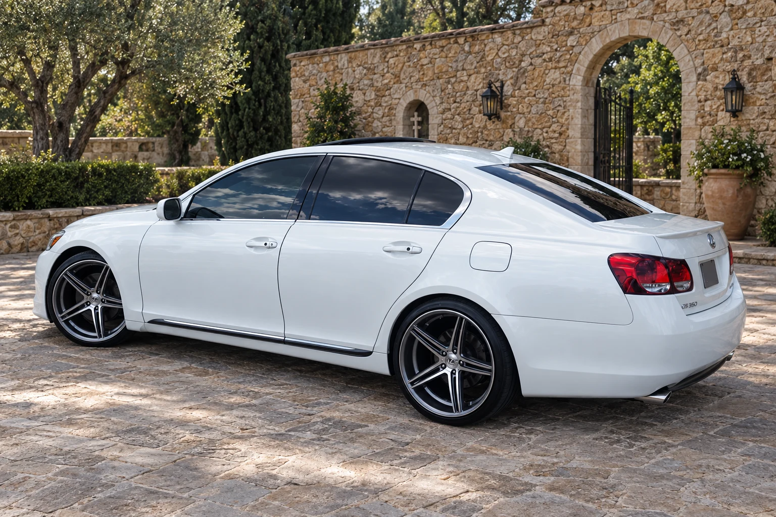 AI-generated view of a 2007 Lexus GS350 with K3 Projekt F2 wheels