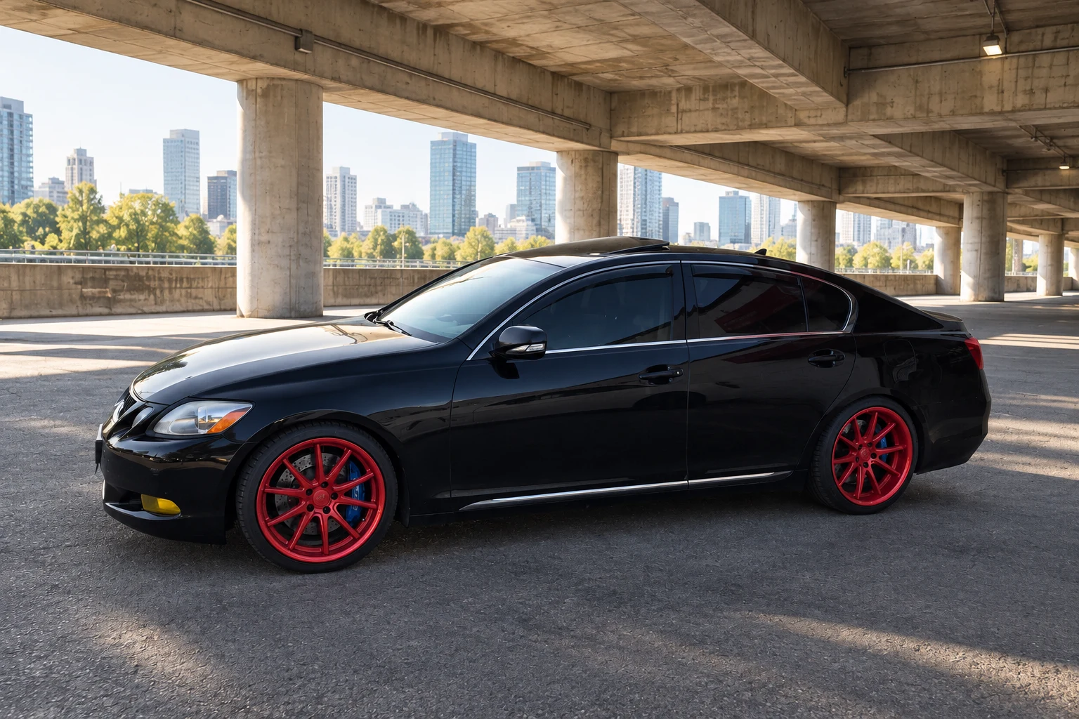 AI-generated view of a 2008 Lexus GS350 AWD with Work Gnosis VS02 wheels