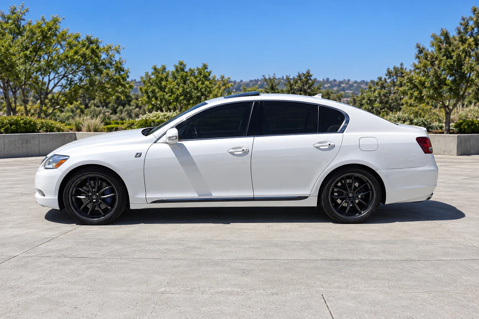 AI-generated view of a 2008 Lexus GS350 with Lexus F Sport OEM wheels