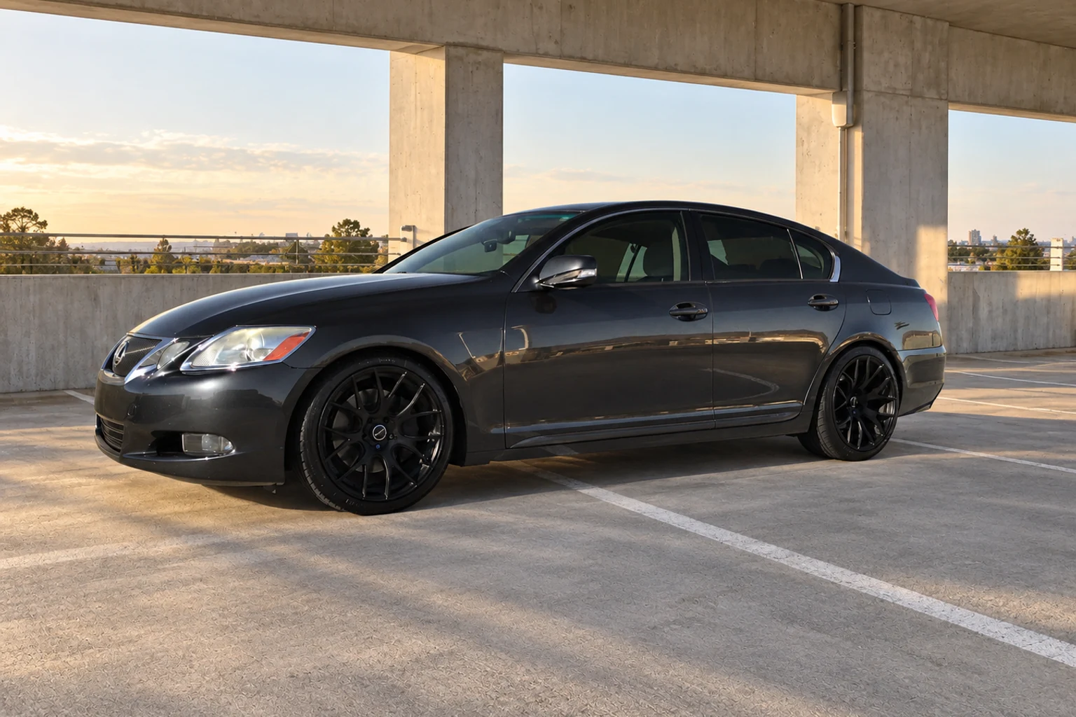 AI-generated view of a 2008 Lexus GS350 with Linea Corse LC818 wheels