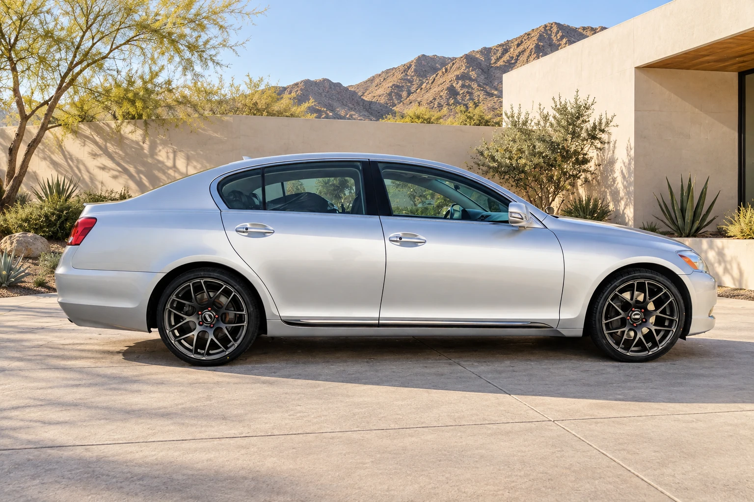 AI-generated view of a 2008 Lexus GS350 RWD with VMR V710FF wheels