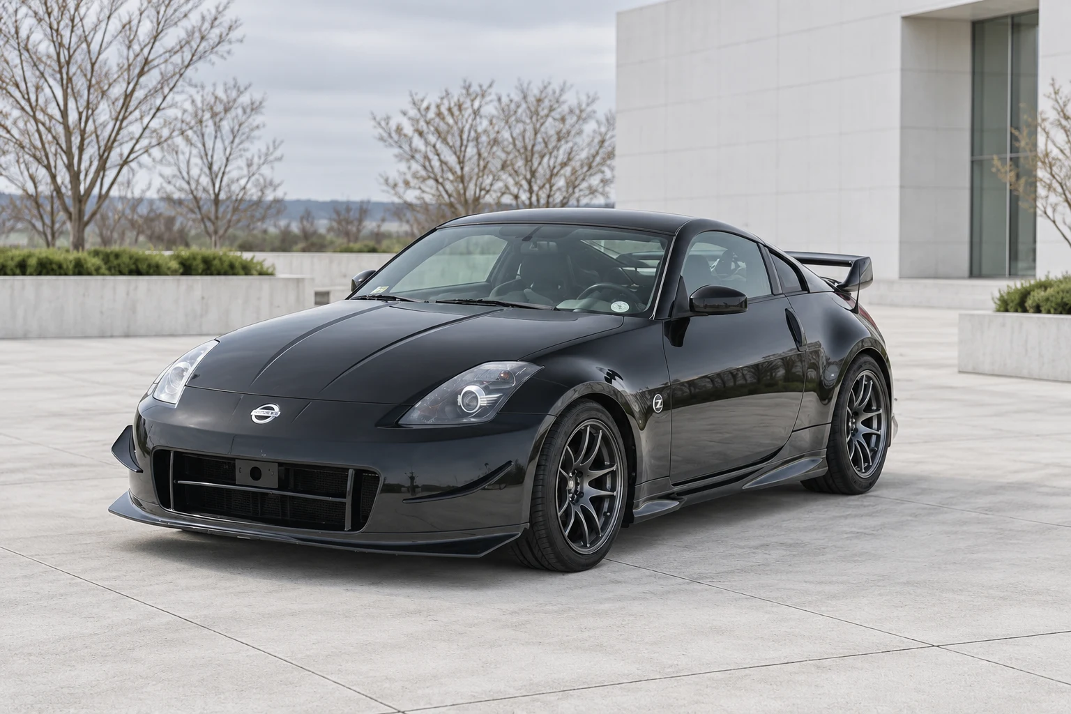 AI-generated view of a 2003 Nissan 350Z Base with Rota Torque wheels
