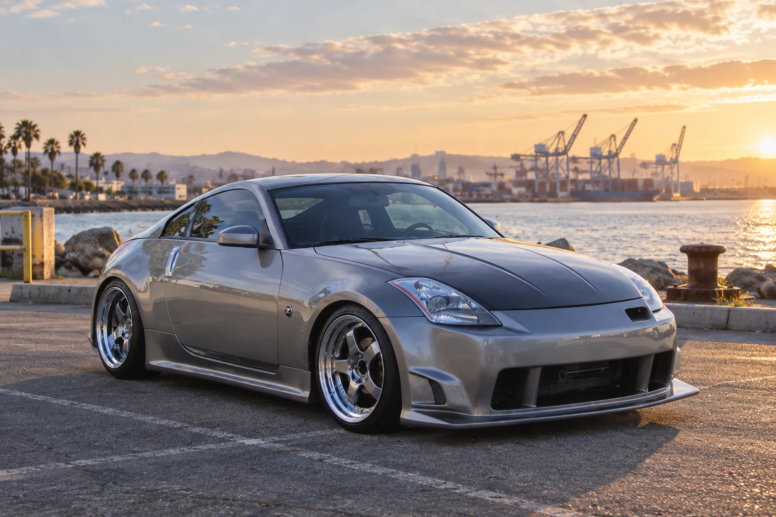 AI-generated view of a 2003 Nissan 350Z Enthusiast with SSR Professor SP1 wheels