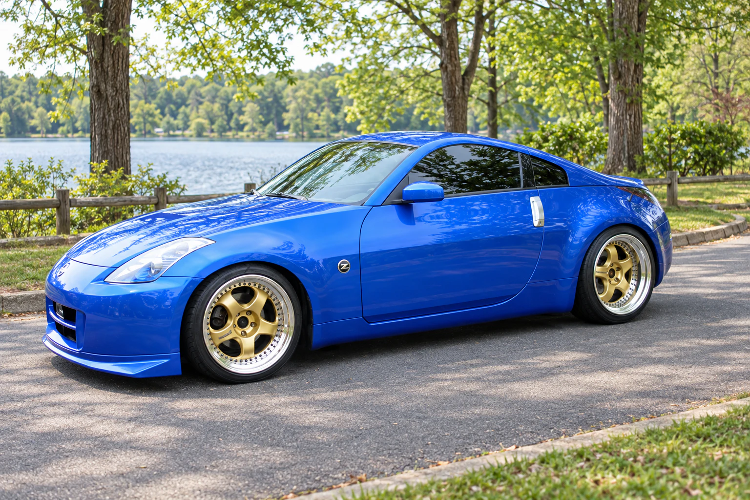 AI-generated view of a 2003 Nissan 350Z Touring with Work Meister S1 3P wheels