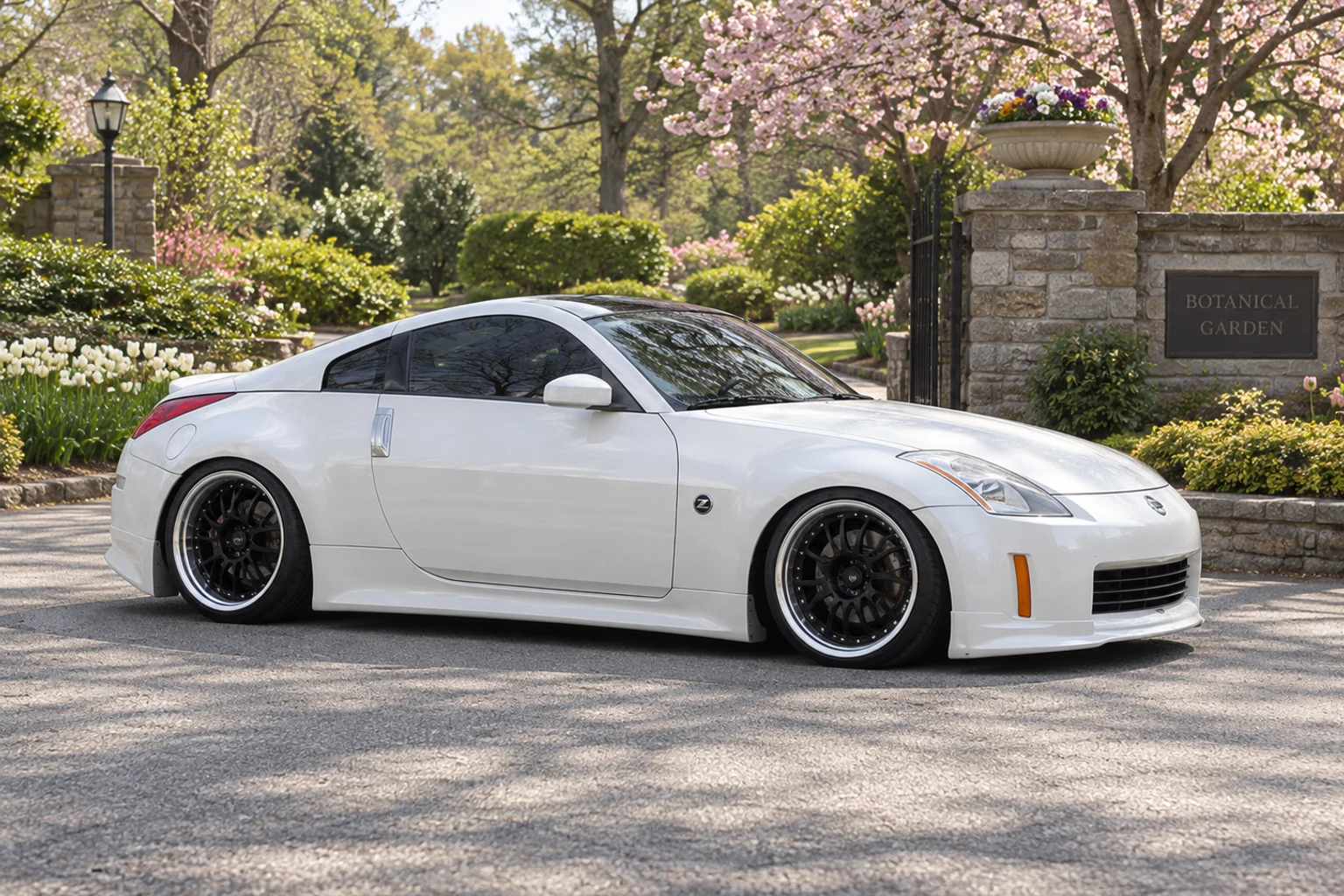 AI-generated view of a 2003 Nissan 350Z Touring with Stern ST-7 wheels