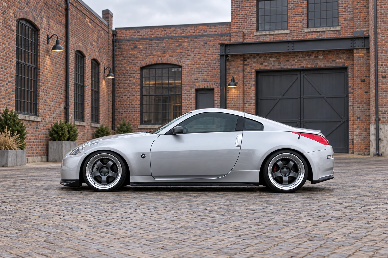 AI-generated view of a 2004 Nissan 350Z with Varrstoen ES6 wheels