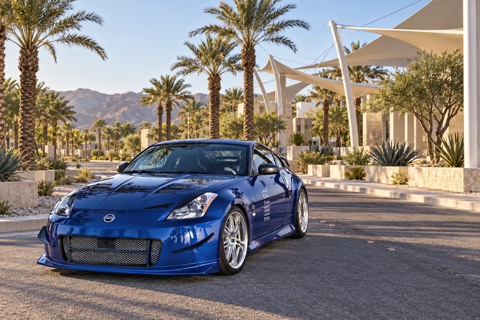 AI-generated view of a 2004 Nissan 350Z with Work Varianza T1S wheels