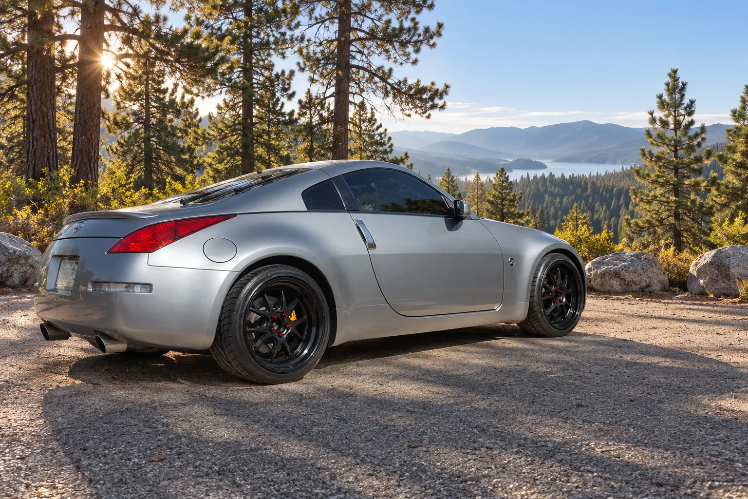 AI-generated view of a 2005 Nissan 350Z 35th Anniversary Edition with Concept One CSL 5.5 wheels