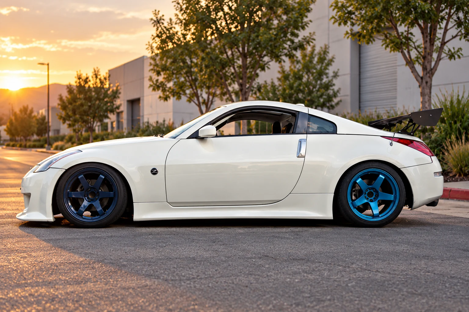 AI-generated view of a 2005 Nissan 350Z Base with Rota Grid wheels