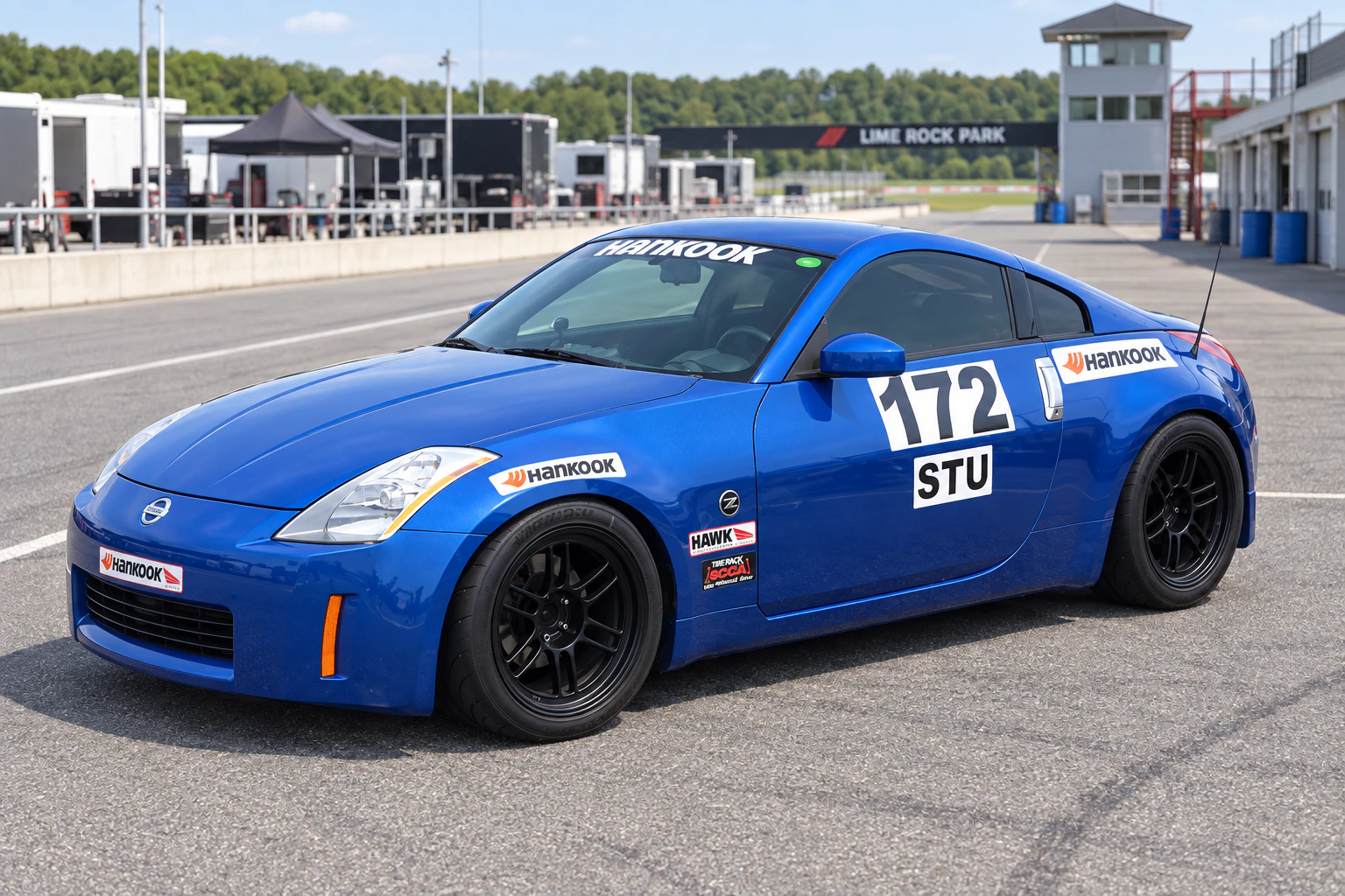 AI-generated view of a 2005 Nissan 350Z Base with Enkei RPF1 wheels