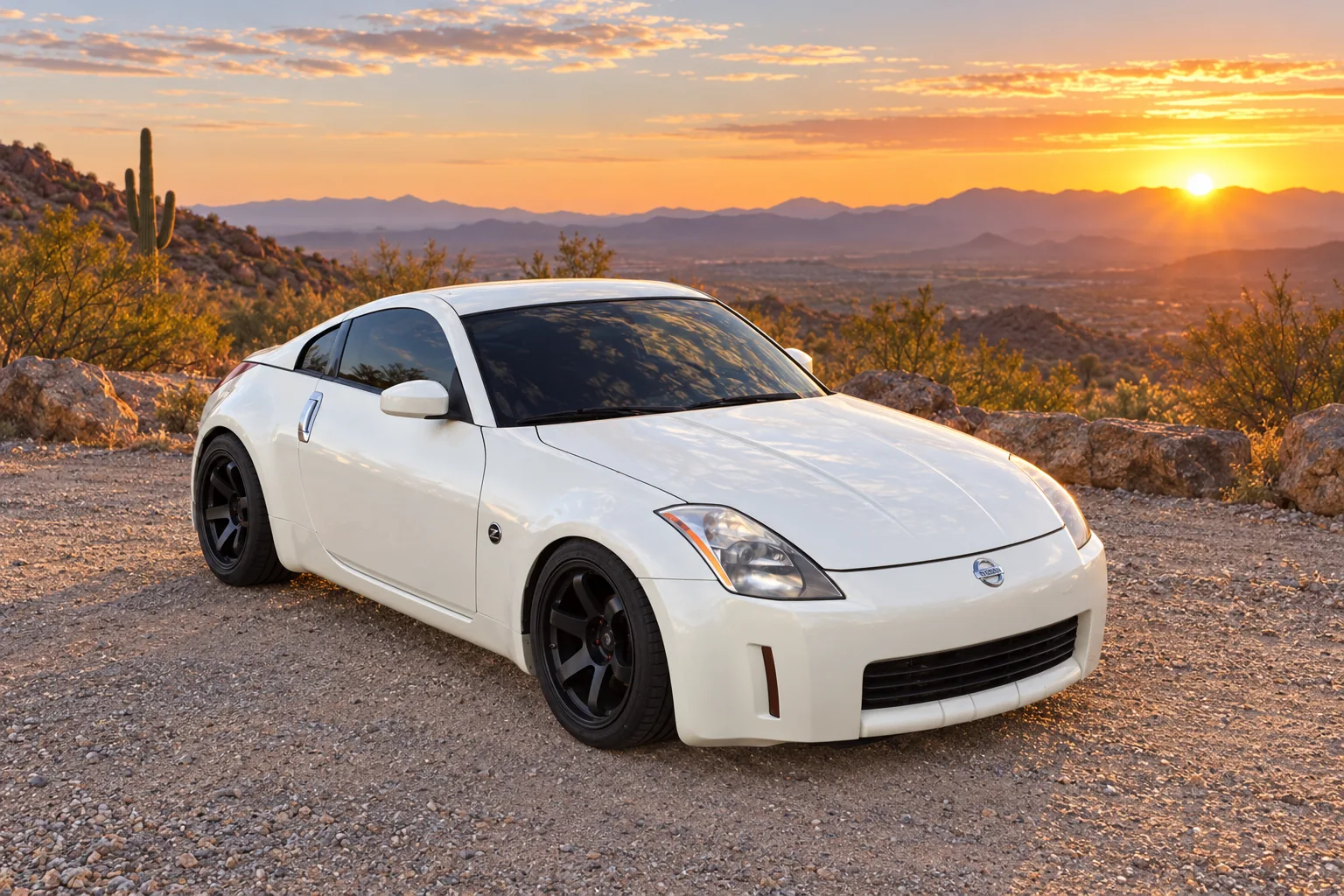 AI-generated view of a 2005 Nissan 350Z with Rota Grid wheels