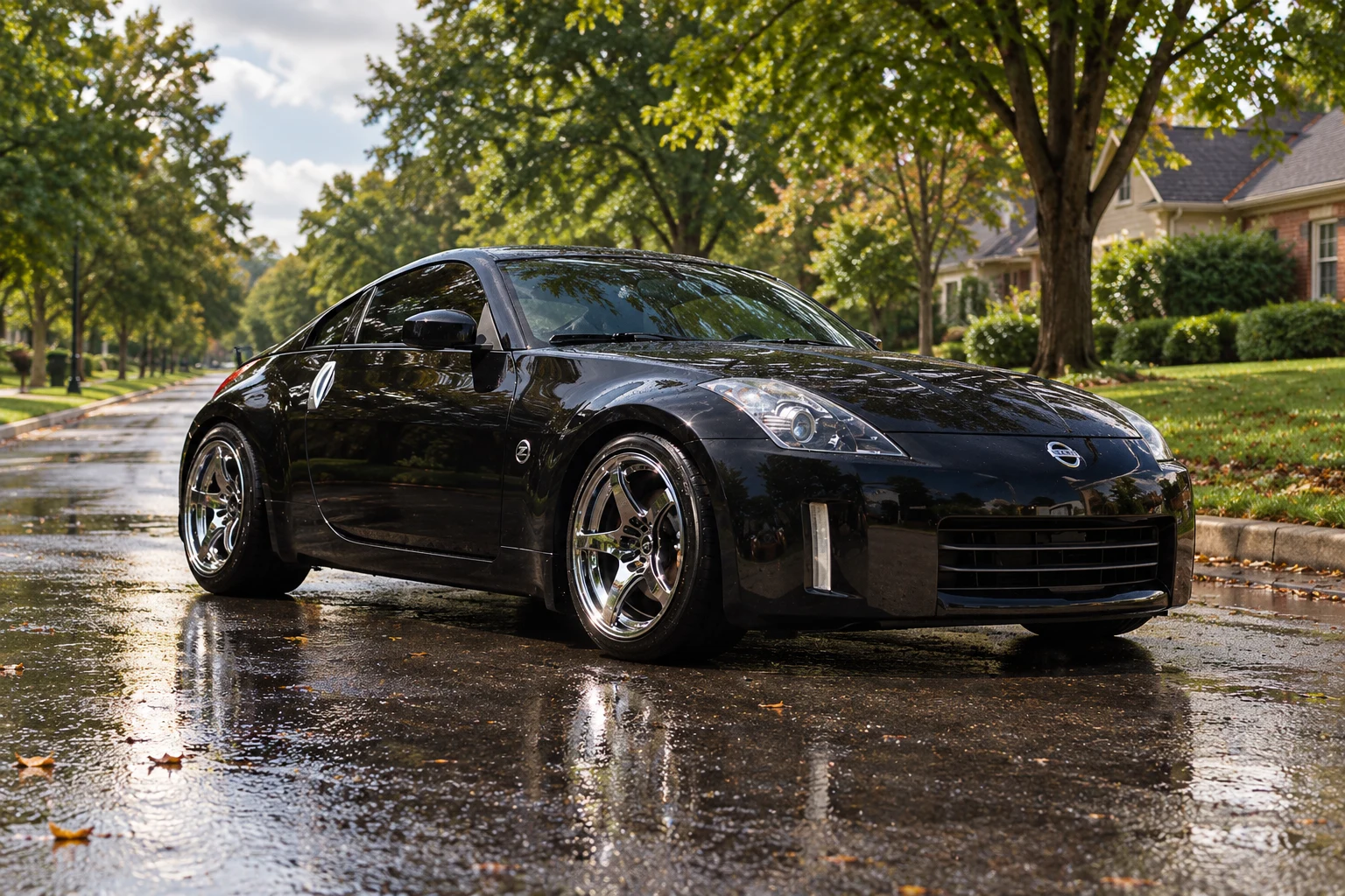 AI-generated view of a 2006 Nissan 350Z Enthusiast with Enkei RP03 wheels