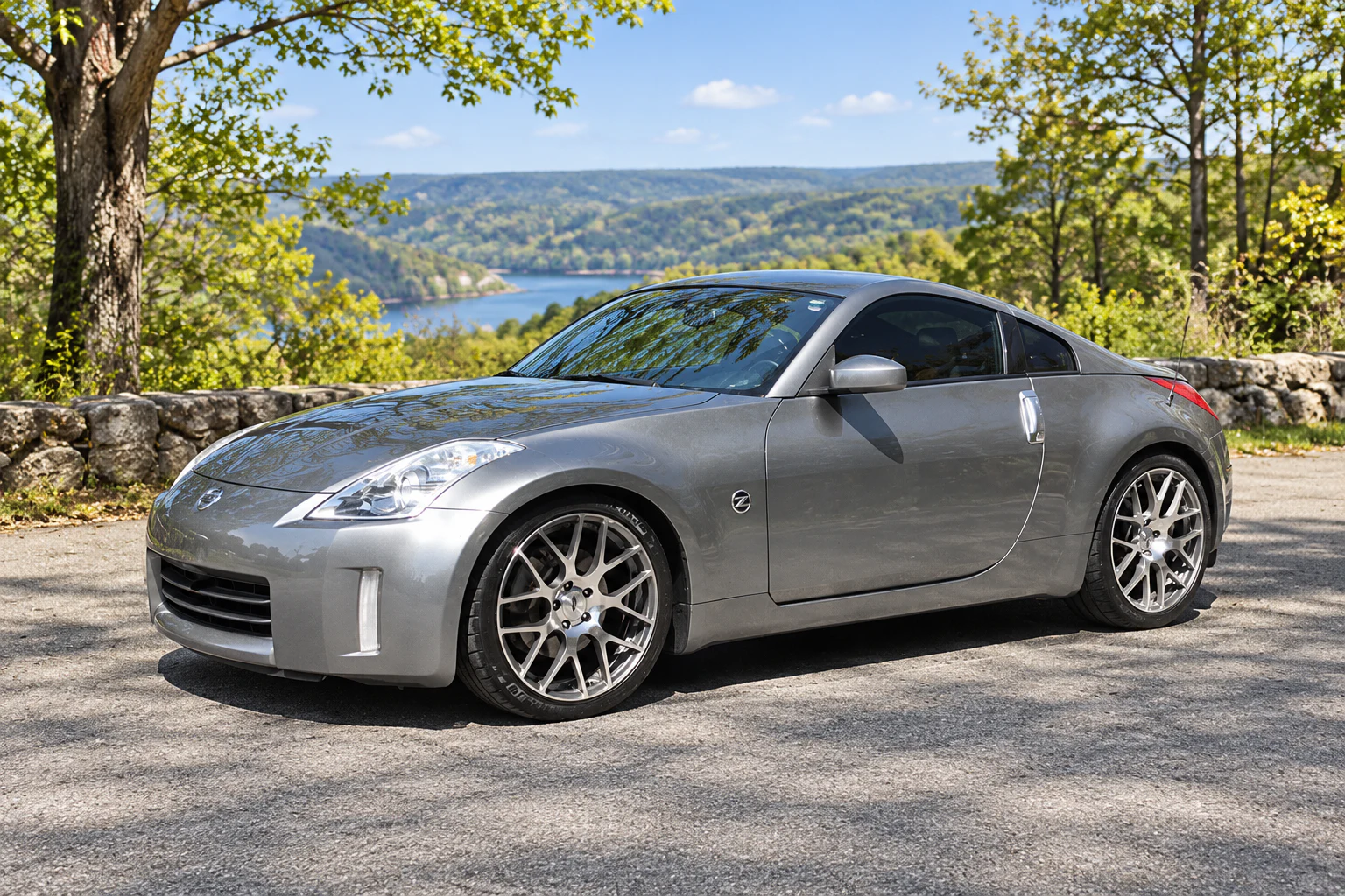 AI-generated view of a 2006 Nissan 350Z Touring with TSW Nurburgring wheels