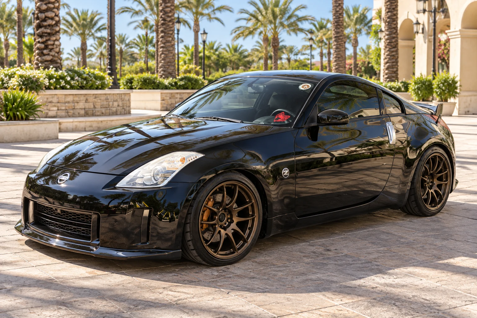 AI-generated view of a 2007 Nissan 350Z Base with Work Emotion Kiwami wheels