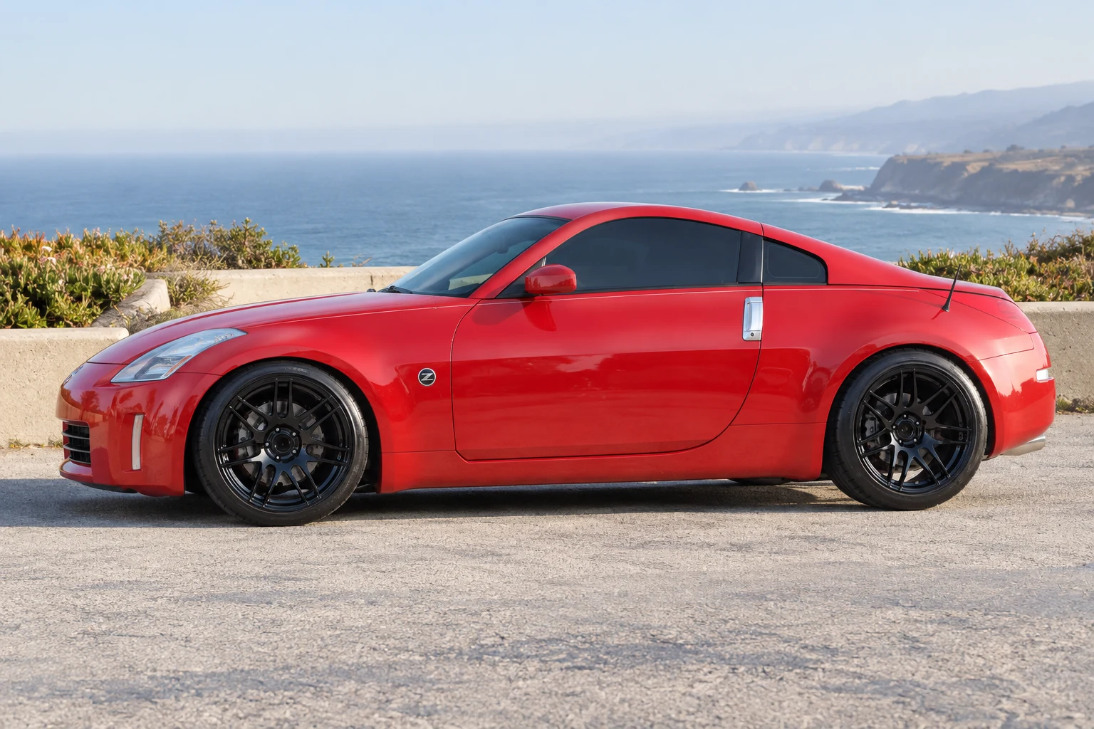 AI-generated view of a 2007 Nissan 350Z with Forgestar F14 wheels