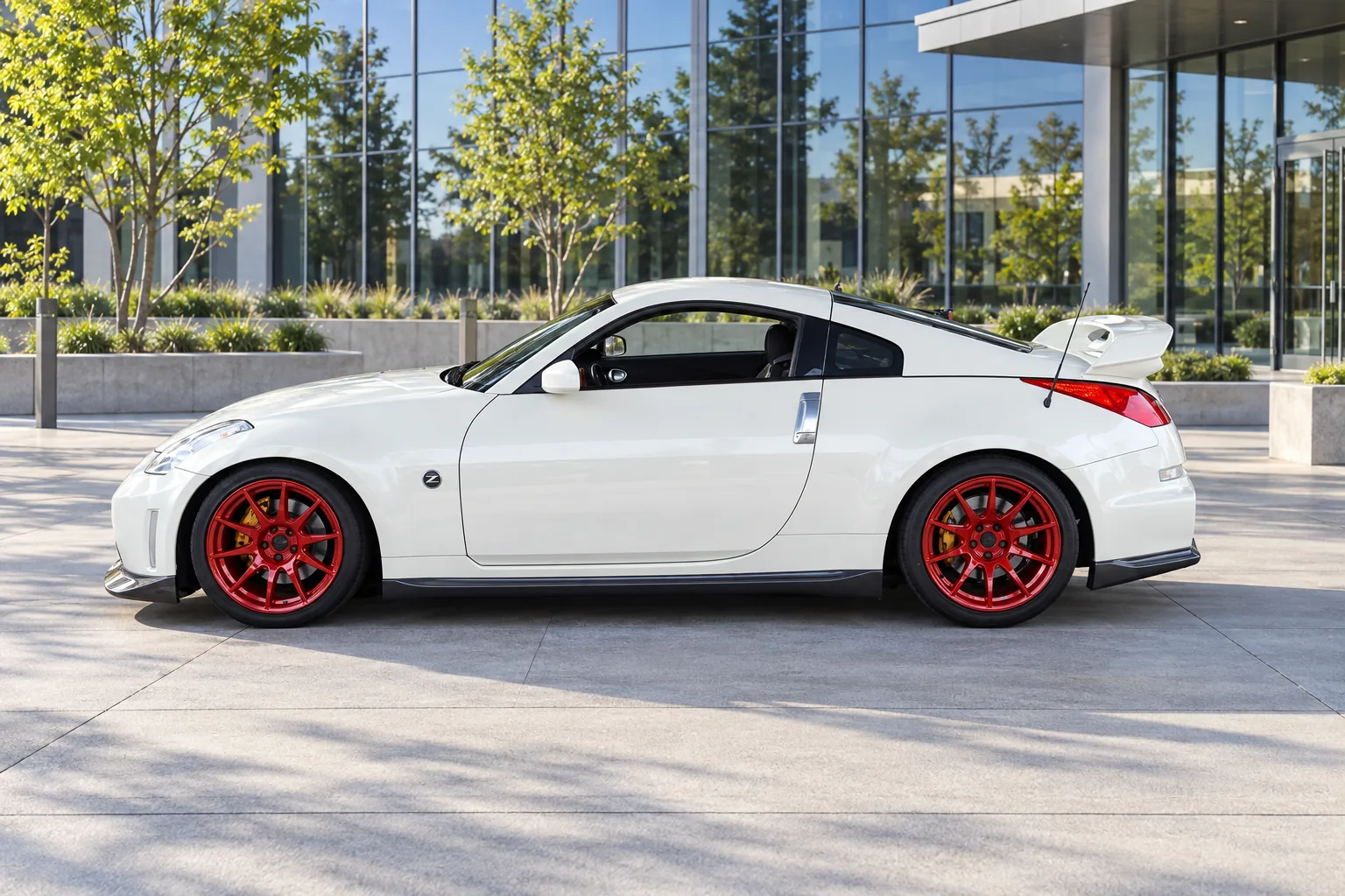 AI-generated view of a 2007 Nissan 350Z Nismo with Work MCO Racing Type CS wheels